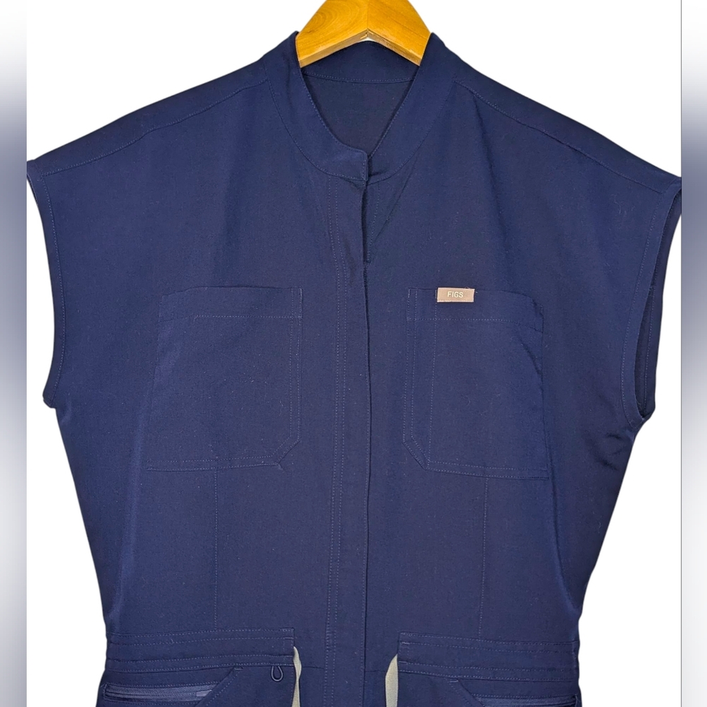 Figs Women's Navy Jumpsuit with Contrast Tie - Picture 4 of 16